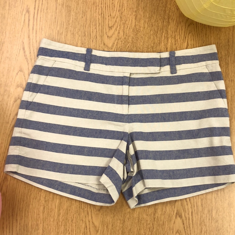 Ann Taylor Striped Cotton Linen Blend Shorts Sz 6